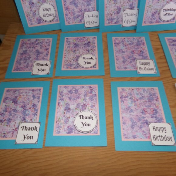 Handmade Set of 12 Blue Sentiment Cards - Picture 4 of 4
